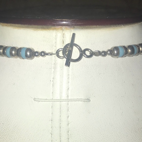 VINTAGE BABY BLUE NECKLACE *STERLING SILVER - Picture 2 of 3